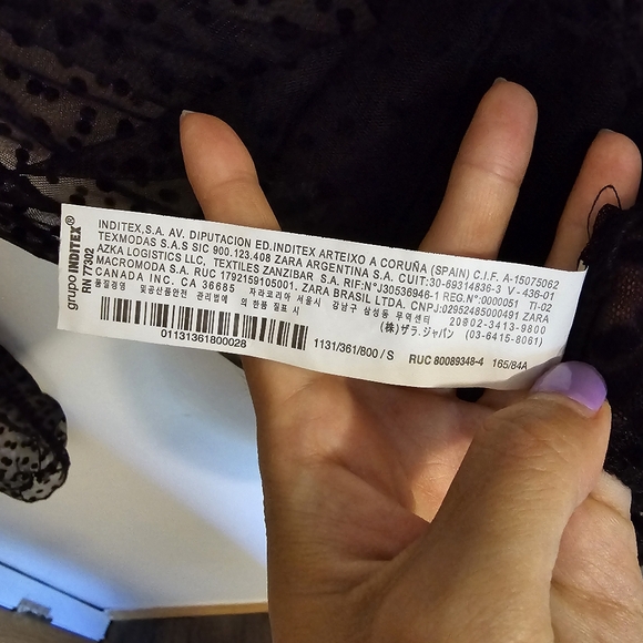 Zara black sheer polka dots dress NEW - Picture 4 of 5